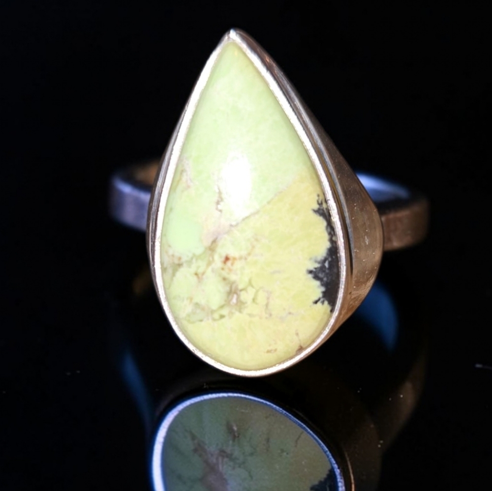 Ring - Natural Lemon Chrysoprase 925 Sterling 8.5 NWT - Picture 3 of 6